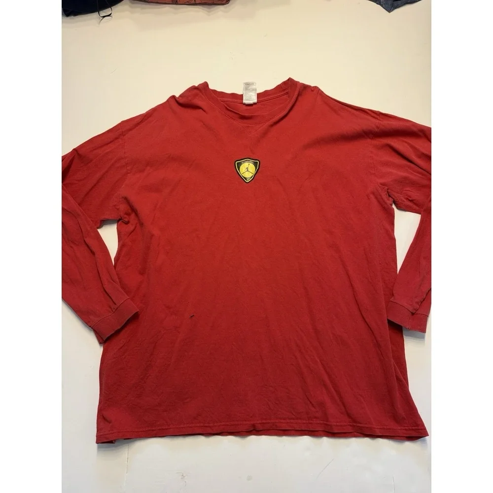 Vintage Y2K Jordan Brand Long Sleeve Shirt XXL Red Oversized Boxy Spell Out 2003